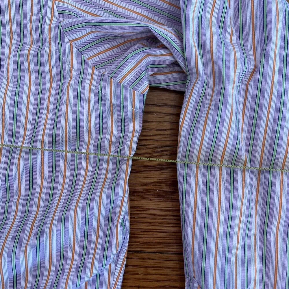 Polo Ralph Lauren Men's Shirt Long Sleeve Pink Green Orange Striped Size‎ L
